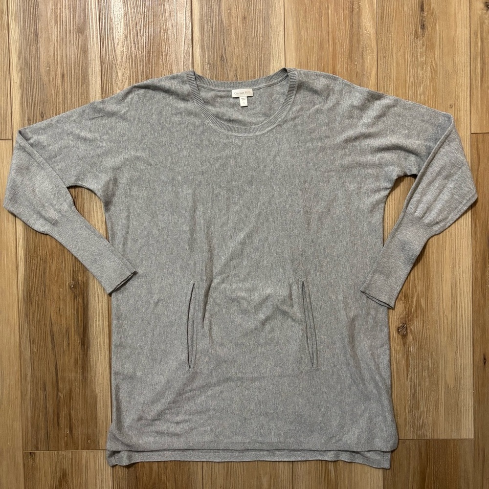 Garnett Hill Organic Cotton kangaroo Pocket Long Sleeve Sweater Size Small